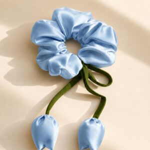 Deep Sky Blue Tulip Scrunchie